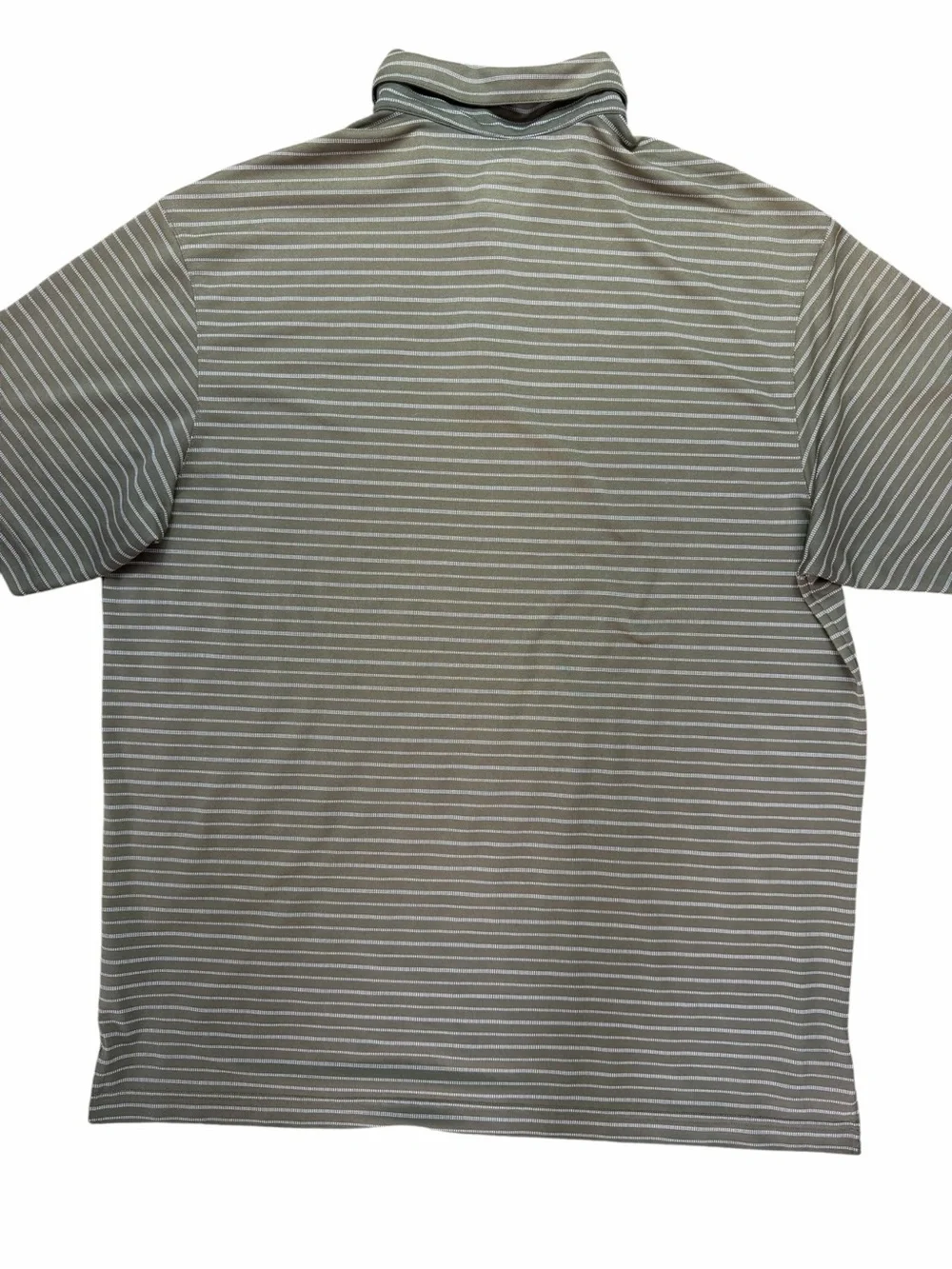 Nike Performance Men's L Green White Striped Short Sleeve Button Golf Polo
